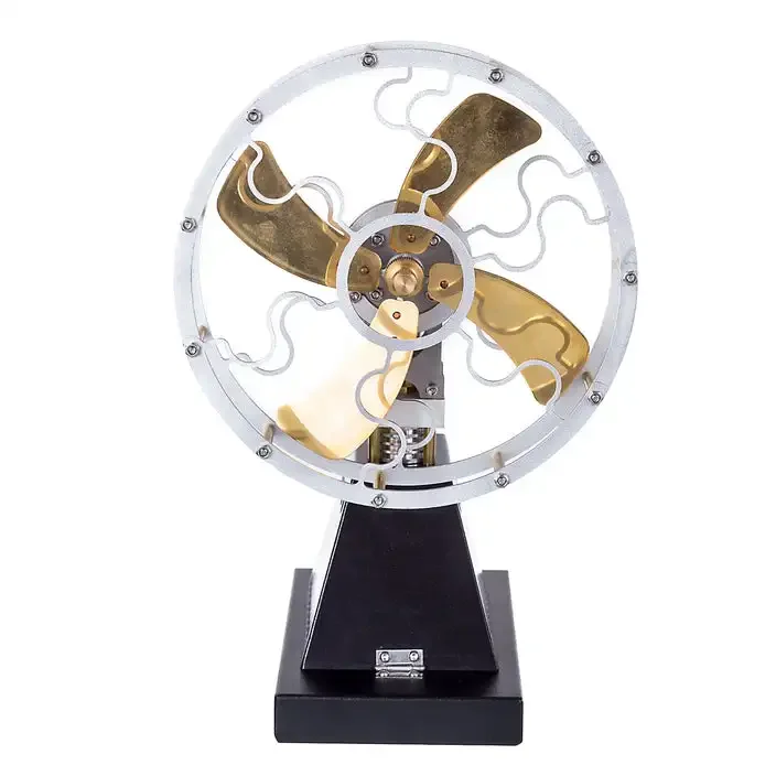 Vintage 4 Blades Heat Powered Stove Table Fan Stirling Engine model Science Experiment Toy 4