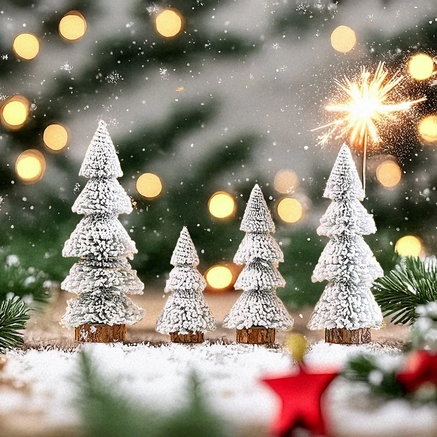 Mini Christmas Tree Tabletop Snow Pine Tree Decoration DIY New Year Xmas Party Home Table Ornament 2025 Christmas Gifts Decor