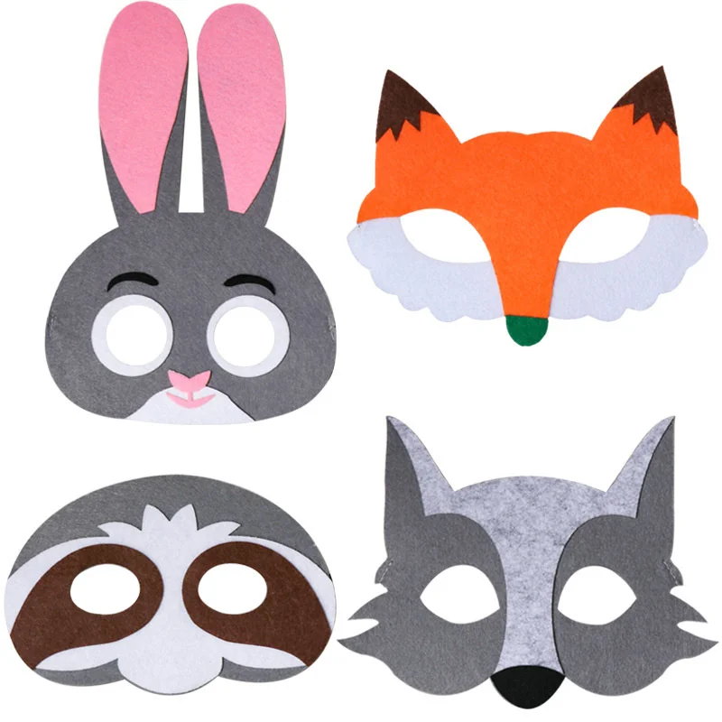 1pcs Funny Cartoon Felt Forest Animal Masks Cosplay Halloween Dress-Up Party Favors Birthday Gifts For Kids Toys