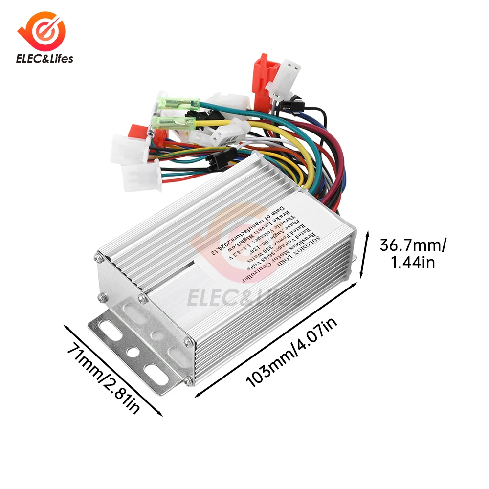 DC Motor Speed Controller Brushless Motor Driver Controls Module 36/48V 15-18A 350W For Electric Bicycle E-bike Scooter