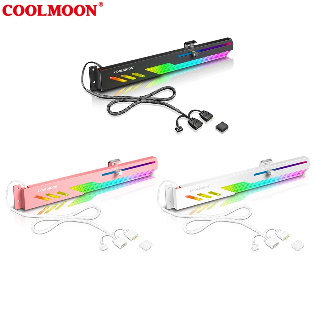 COOLMOON GT8 Graphics Card Bracket 5V ARGB Multi-interface Synchronous Horizontal Chassis Decoration GPU Video Card Stand Holder