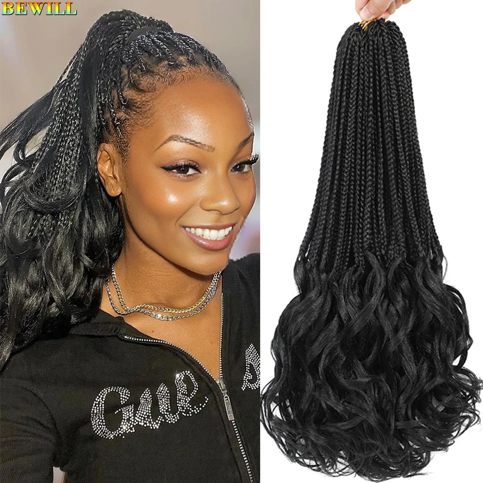 French Curl Crochet Braids 14 18 Inch Pre Looped French Curly Braiding Hair For Box Braids With Curly Wavy Ends Synthetic Hair