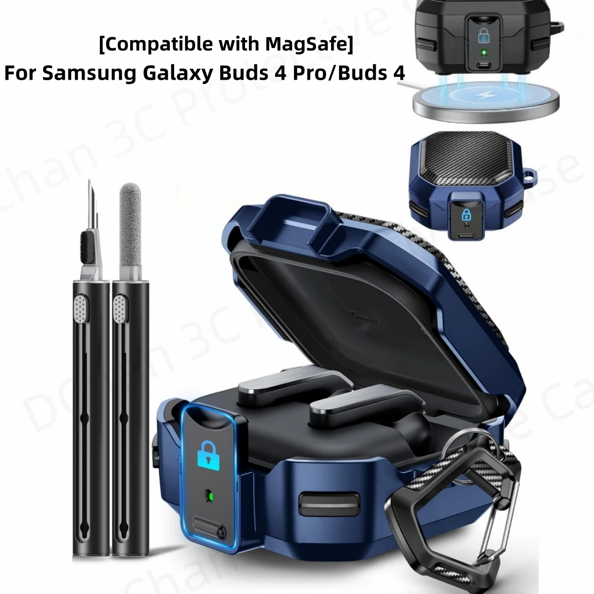 2026 Sicherheitsschutzhülle für Samsung Galaxy Buds 4 Pro/Buds 4 [Kompatibel mit MagSafe] mit Reinigungsset für Buds4 Pro Hülle Coque