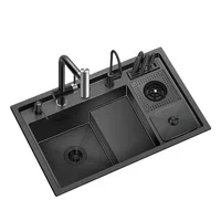 N8850XN Multifunctional Glass Rinser Stepped Stainless Steel Nano Single Bowl Kitchen Sink 1