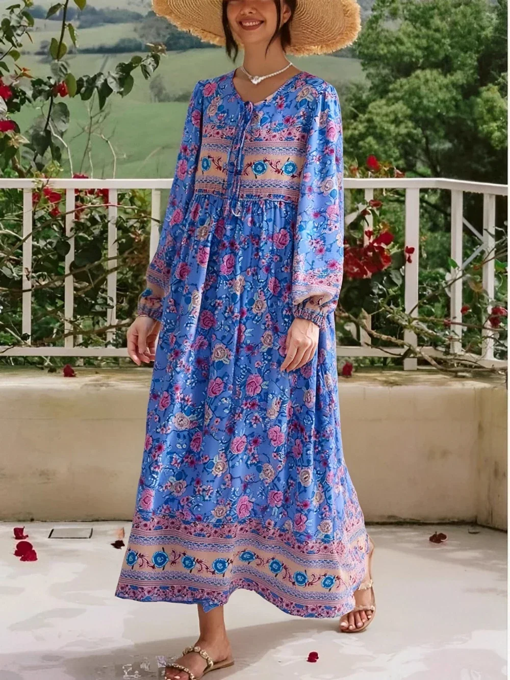 knee length dresses for ladies Navy Gingham Gili Maxi Dress | Reversible Cotton Maxi for 4th of July,  Hamptons, Nantucket & Newport main image 0
