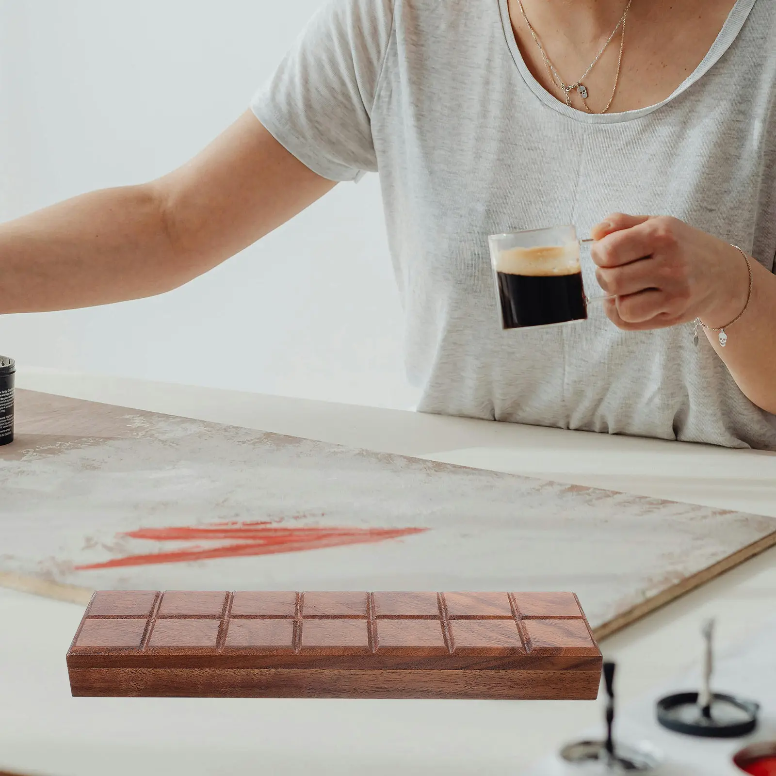 플라스틱 수채화 혼합 상자 목재 소재 가볍고 청소가 용이한 휴대용 빈 안료 홀더 페인팅 컬러 혼합 상자 페인트