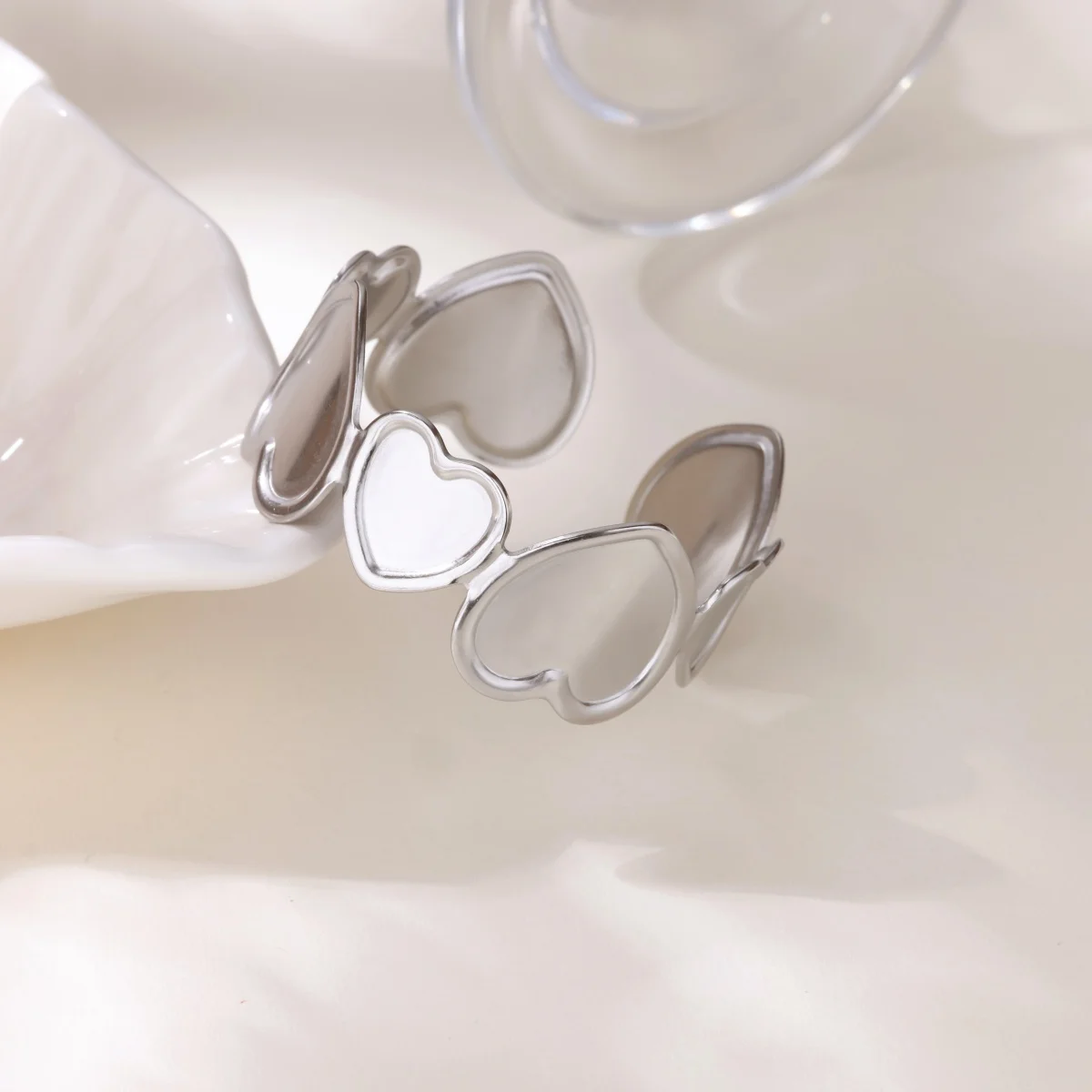 Stainless Steel Heart Bangle For Women