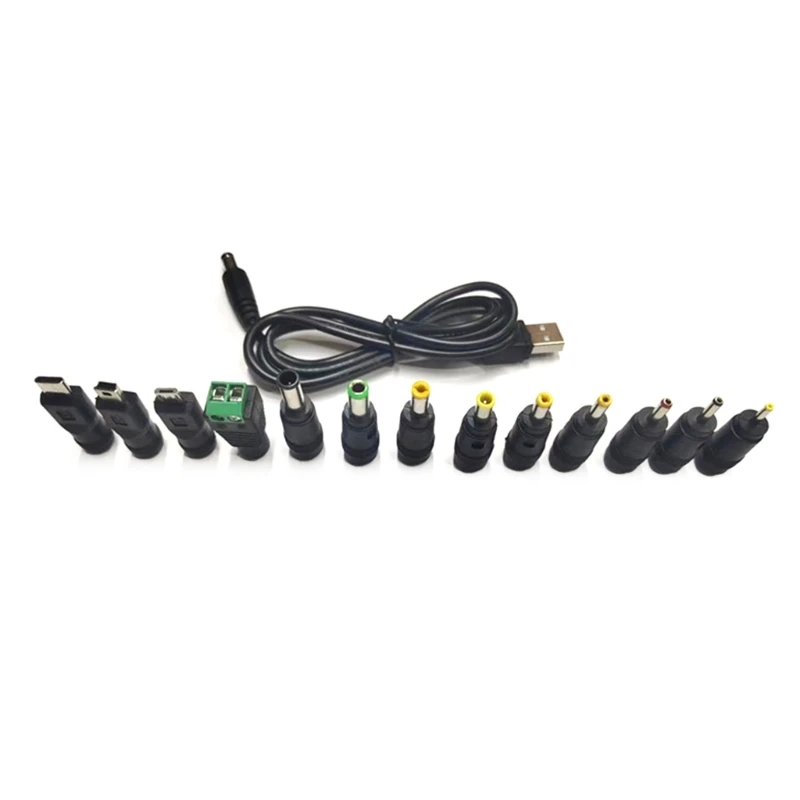 

Laptop Power Adapters Conversion Heads USB DC5521 Power Supply Adapter Connectors 13pcs Plugs