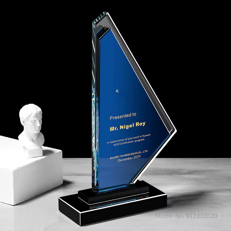 Customized Crystal Trophy, Creative Annual Meeting Event Award, Excellent Souvenir Commemorative Gift, Home Decoration, 1Pc