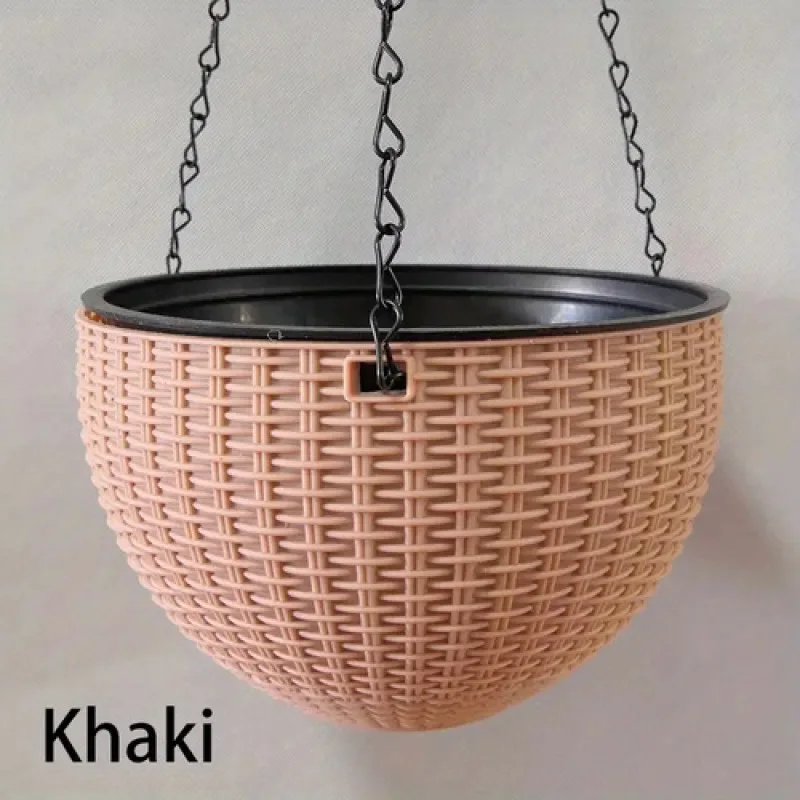 Description Picture 2 of itemEuropean Style Braid Pattern Imitation Rattan Hanging Hanging Plastic Resin Flower Pot Hanging Pot Indoor Hanging Basket