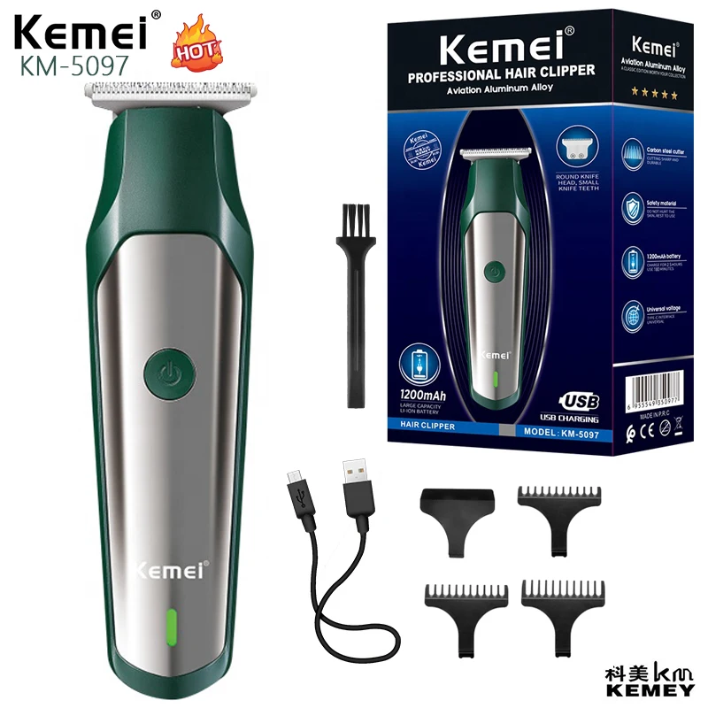 Kemei Km-5097 Usb Flash Rechargeable Cordless Hair Trimmer Professional Electric Personal Grooming Mini Clipper Aparador T9 usb flash plus electric