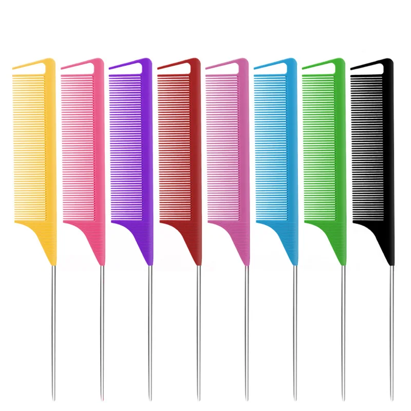 

Professional Pointed Tail Hair Styling Comb Antistatic Hair Dye Brush Barber Steel Needle Pin Rat Tip Combs Barber Accessories