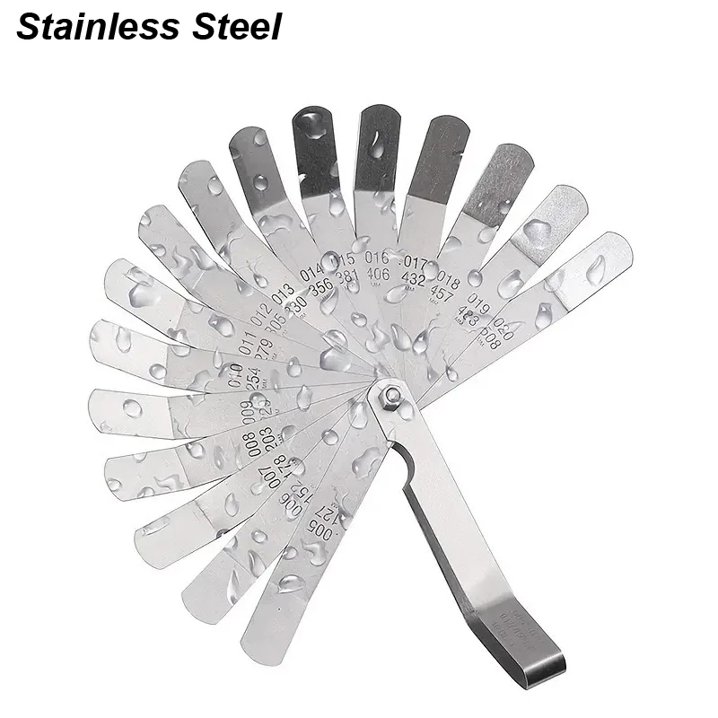 Feeler Gauge 16 Blades Metric MM Imperial Inch Gap Width Strip Roll Thickness Measure Bent Valve Motor Measurer