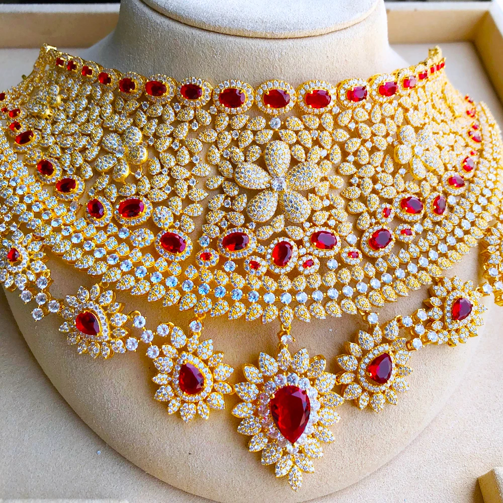 

GODKI 110mm Wide Big Luxury Flower Boom Women Engagement Cubic Zirconia Necklace Earring Dubai Jewelry Set Jewellery Addiction