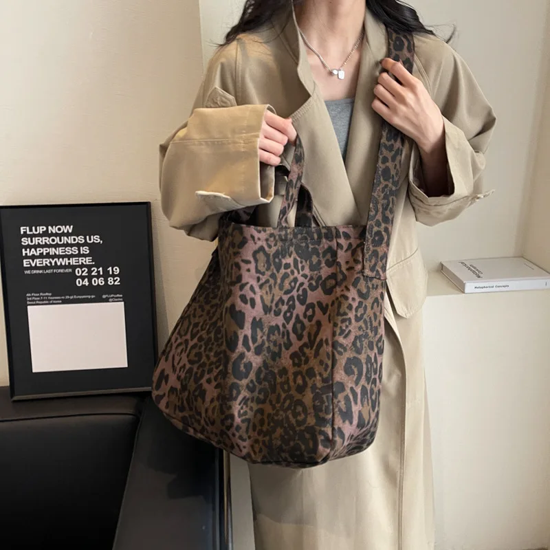 Leopard Design 2024 Korean Fashion Big Crossbody Bags for Women 