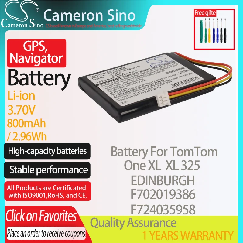 Batteria Cameronsino Per Tomtom One Xl Xl 325 "Tomtom F724035958 F724035958 Lg Icp523450 C1 Gps, Batteria Navigatore