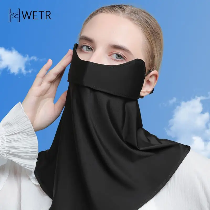 

Face Cover Woman Sunscreen Riding Mask Face Neck Protector Sunshade Anti-UV Ice Silk Cold Feeling Ear Scarf Tropical Veil