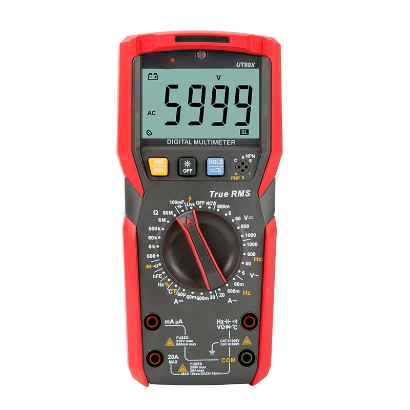 

UT89XD Professional Digital Multimeter True RMS NCV 20A Current AC DC Voltmeter Capacitance Resistance Smart Tester