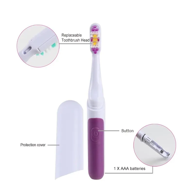 Electric Toothbrush Electric Toothbrush Portable Adult Travel Business Battery Teethbrush Holder 2 Spare Brush Heads Waterproof New Design SG916