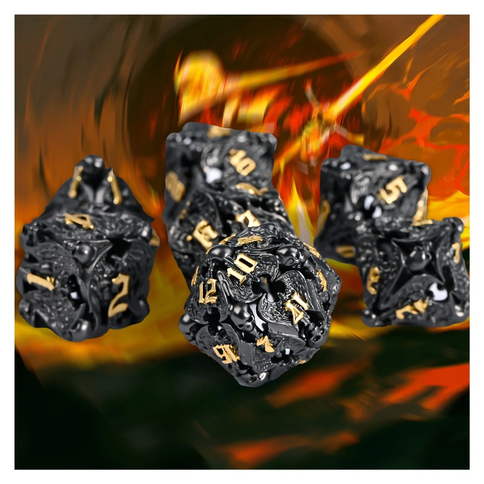 DND Polyhedral Dice Set 7PCS Dice Skull Metal Polyhedral Dice,Gift Suitable for Dungeons & Dragons RPG Game 4