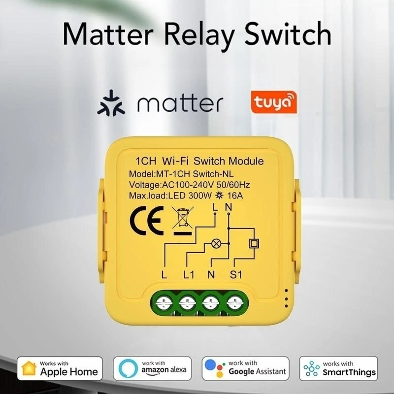 

Matter Smart WiFi Switch Module 16A Smart Home Automation Relay Works with Homekit Siri Smartthing Alexa Google Tuya Smart Life