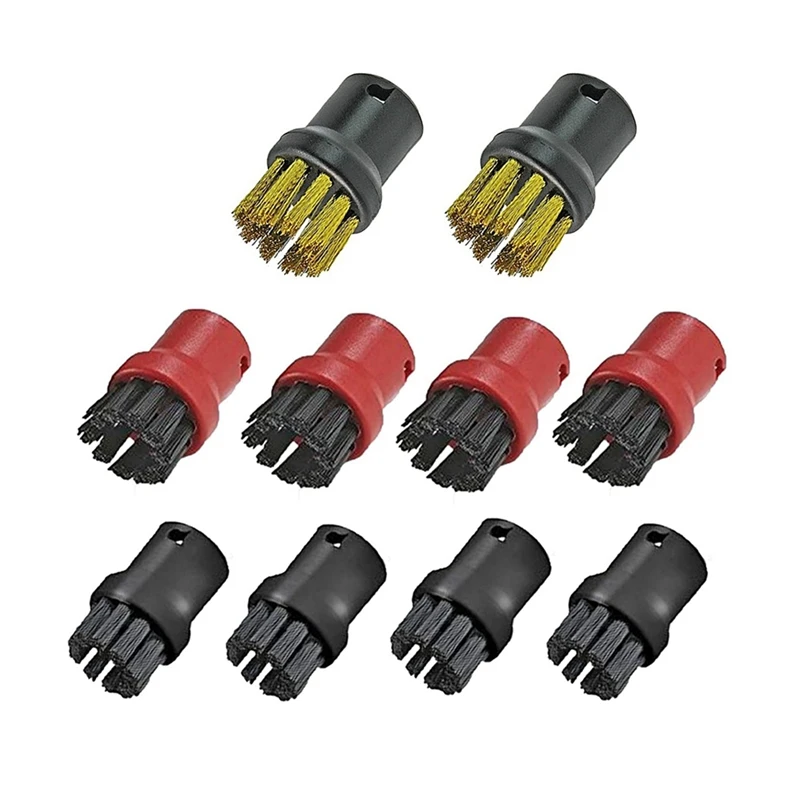 B82B-Brass Wire Brush Tool Nozzles For Karcher Steam Cleaners With 8 Pack Of Hand Tool Nozzle Bristle Brushes