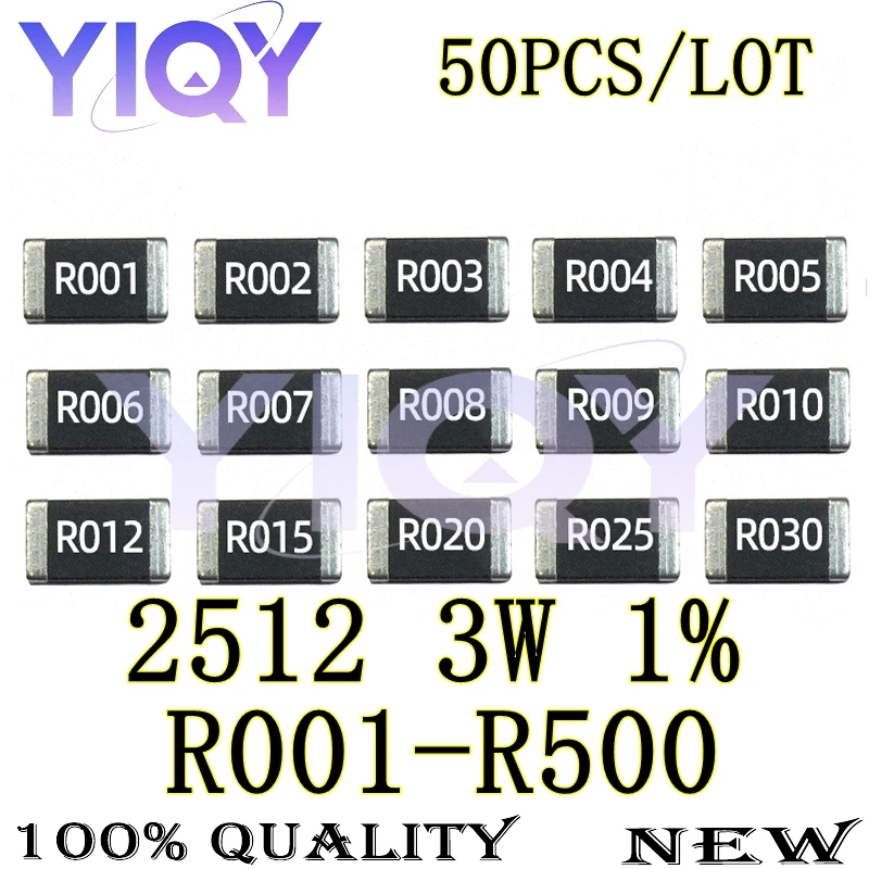 Resistor R040 50PCS 2512 1% 3W SMD Alloy Resistor Resistance R001 R002 R005 R008 R010 ...