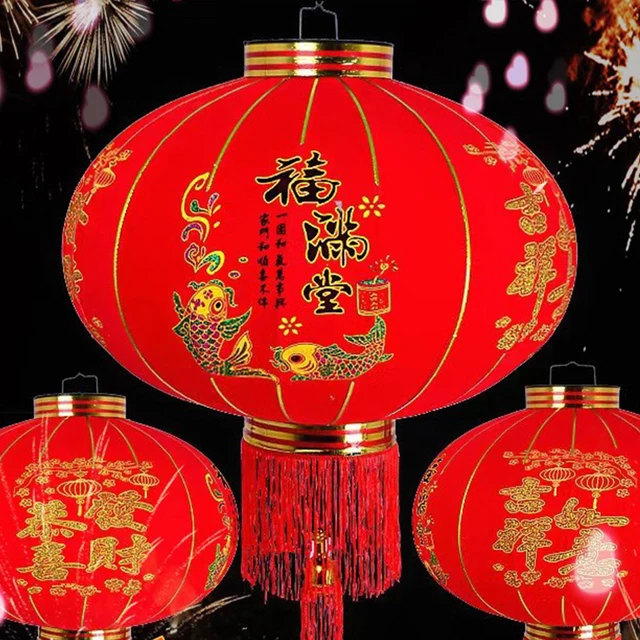 Pelyhes Ruhák Piros Lámpás Kínai Újévi Ajtó Függő Lámpák Tavaszi Fesztivál Utcai Medálok Hagyományos Otthoni Dekoráció - Image 4