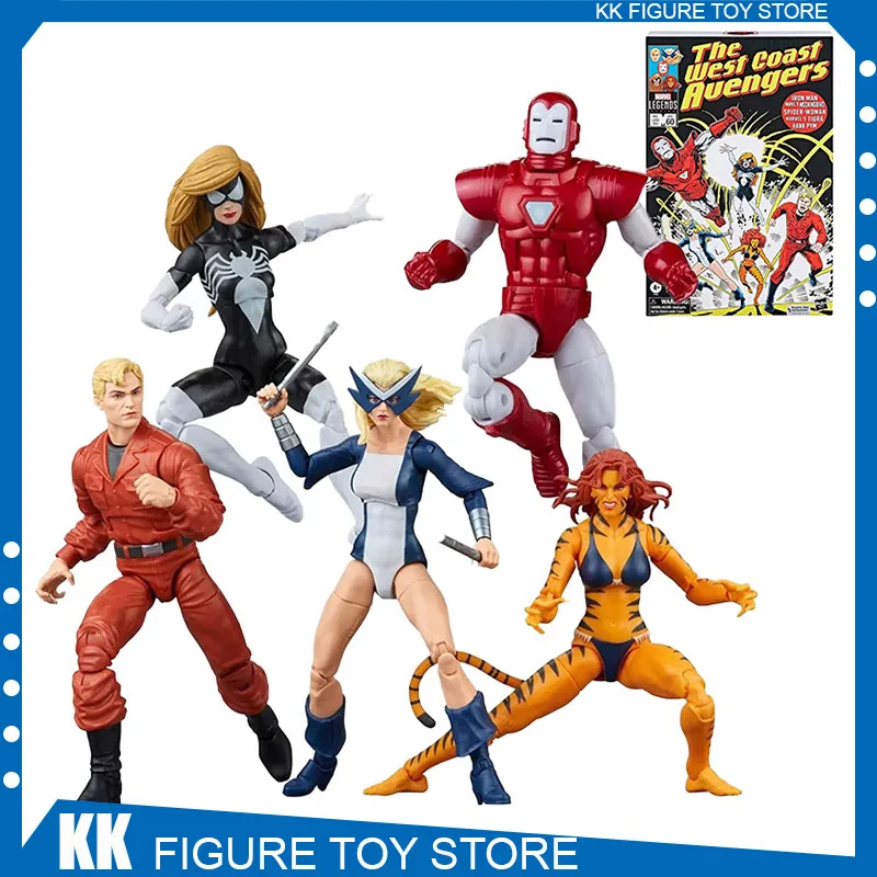 

Presale Marvel Legends Anime Figure The West Coast Avengers Iron Man Mockingbird Tigra Spider Woman Hank Pym Action Figure Toy