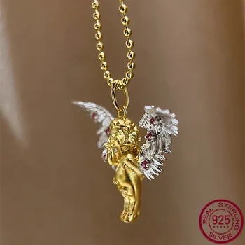 S925 Silver Necklace Flying Kiss Little Angel High Grade, Simple and Elegant, Fashionable and Versatile Jewelry for Women