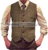 Men's Suit Vests Herringbone Tweed Tweed V Neck Formal Business Vest Waistcoat Groosman For Wedding For Jacket 3