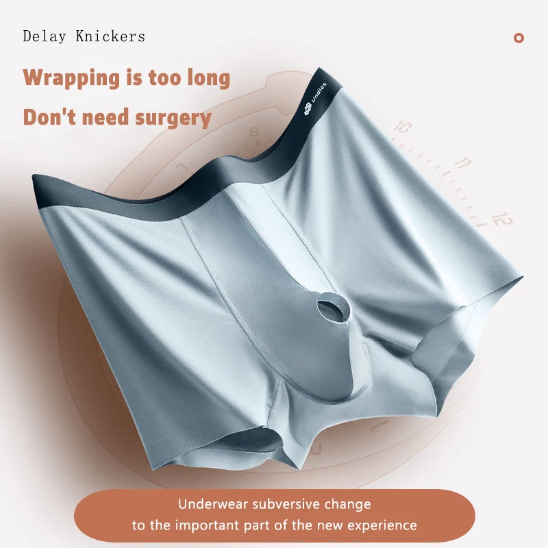 Reduce Sensitivity Underwear Men Boxer Foreskin Expose Lingerie Penis Pouch Hole Slip Breath Underpants Cuecas Prolong Sex Time