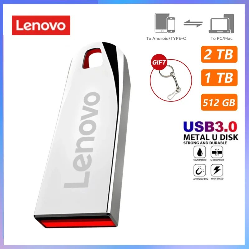 Lenovo 2Tb Usb 3.0 Flash Drive 1Tb 128Gb 256Gb Pen Drive Ad Alta Velocità 512G Pendrive Memory Stick Impermeabile Pen Drive Flash U Disk