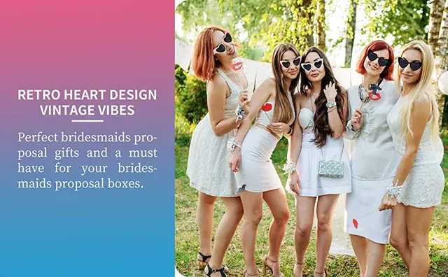 Occhiali Da Sole A Forma Di Cuore Senza Montatura - 7 Paia, Colorati, Per Addio Al Nubilato, Feste E Matrimoni - Foto 7