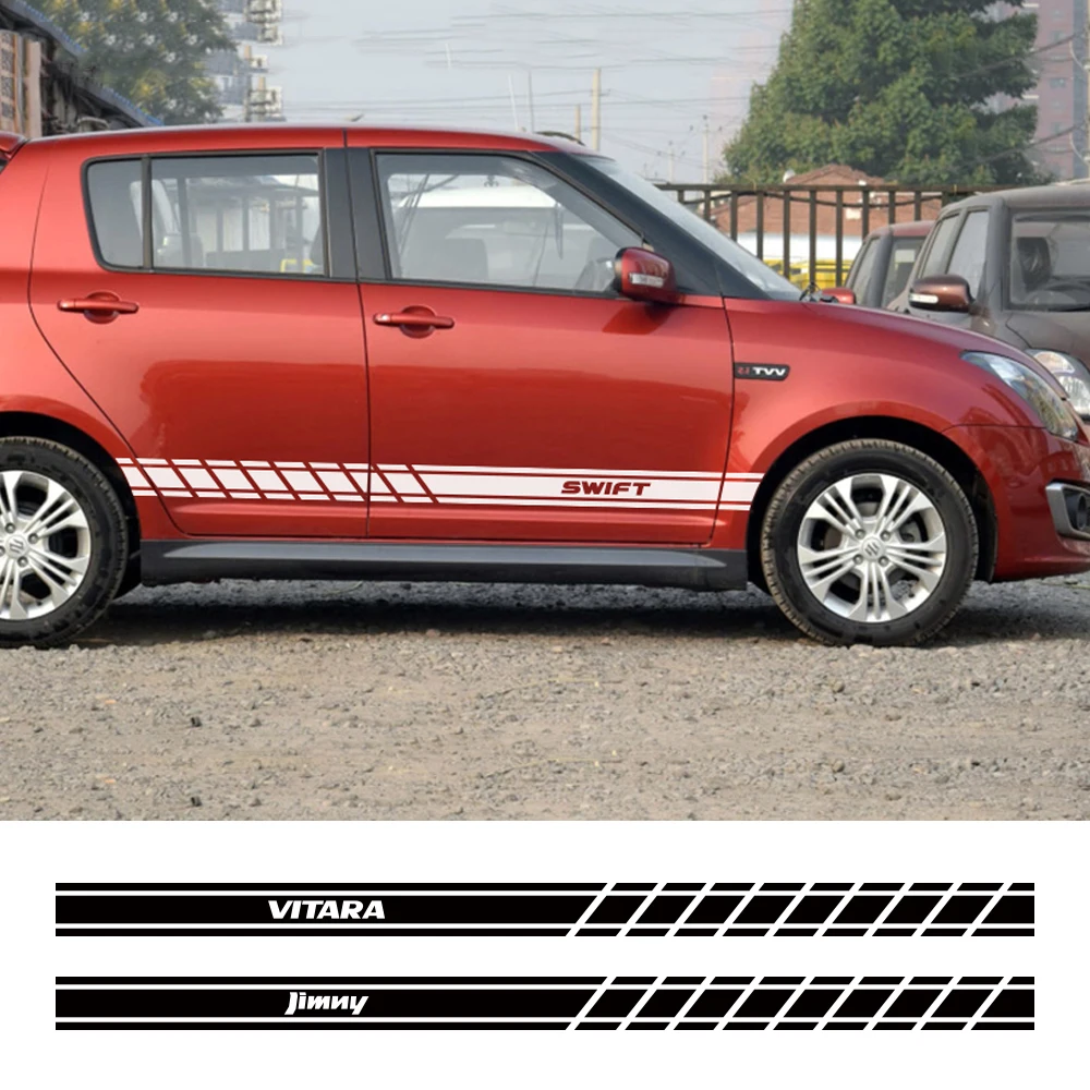 Wholesale 2pcs Door Side Vinyl Film Car Stickers For Suzuki Swift Sx4 Jimny  Ignis Alto Samurai Vitara Auto Skirt Stripes Decors - Car Stickers -  AliExpress