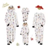 Combhasaki Family Matching Christmas Pajamas Loungewear Long Sleeve 3D Elk Antler All-over Print Hooded Romper Zip Up Jumpsuits 2