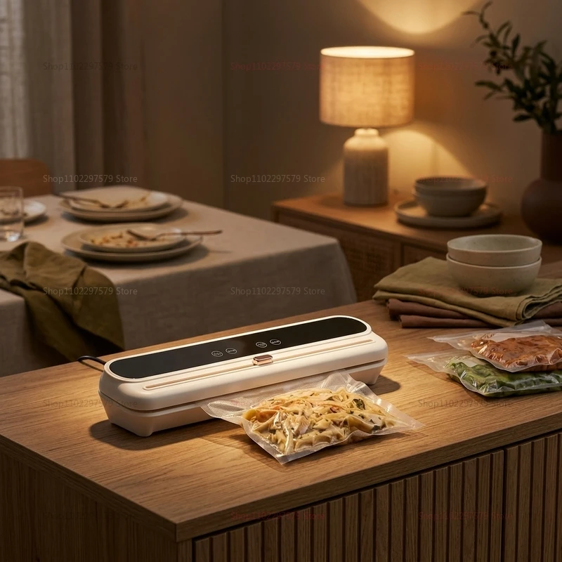 Electric Vacuum Sealer with Built-in Cutter for Food Preservation Dry and Wet Modes Vacuum Packaging Machine for Home Kitchen 4