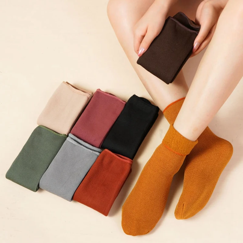 

High Quality Autumn Winter Women's Vertical Striped Solid Middle Tube Socks Warm Comfortable Casual Female Floorboard Socks