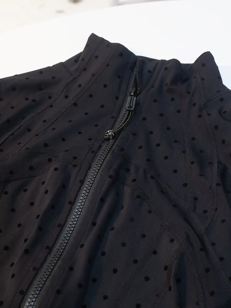 Women's Polka Dot Stand Collar Fitness Jacket 6