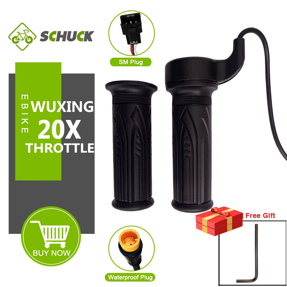

WUXING 20X Full Twist Throttle 12V 24V 36V 48V 60V 72V with SM Waterproof 3 Pin Connector Use for Electric Bicycle