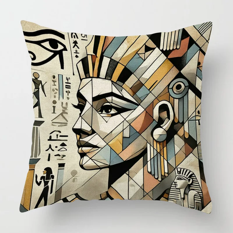 집 거실용 모던 장식 쿠션, 던지기 베개 커버, 이집트 파라오, 45x45, 40x40cm, 60x60cm, 45x45cm, 50x50cm