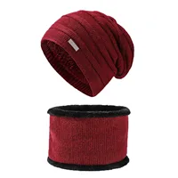 Winter Hat For Women Skull Pullover Hat Scarf Suit Velvet Fleece Lined Female Thick Warm Beanie Hat Girls Knitted Hat Caps Sets 4