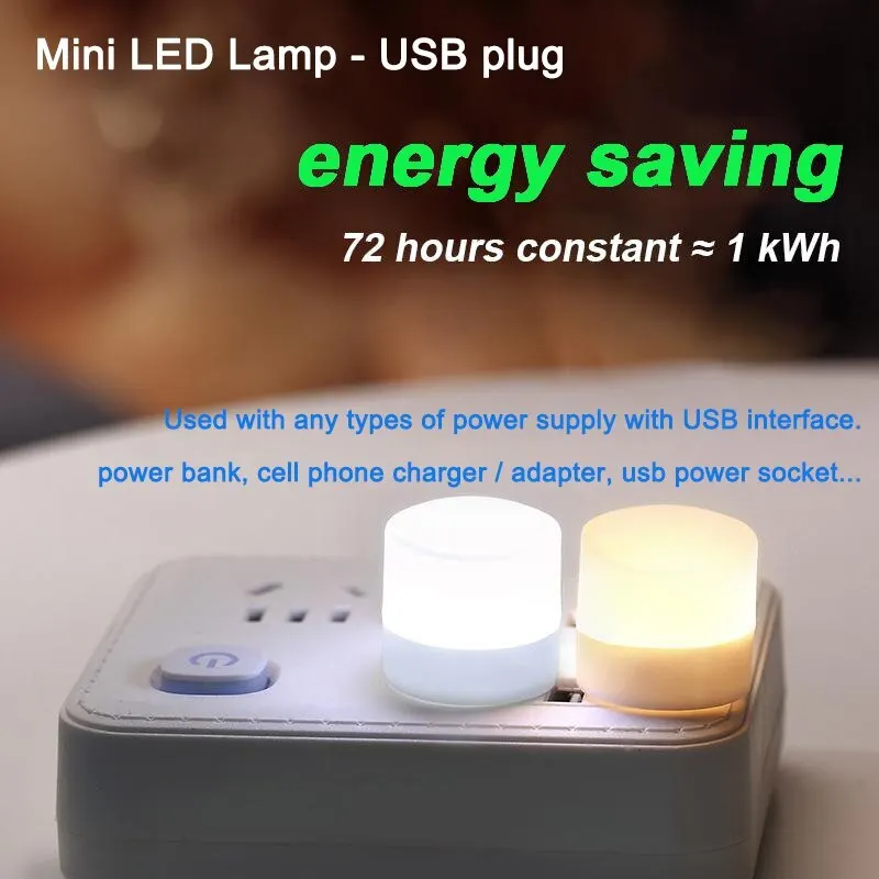 Night light 10 pieces USB night light warm white LED plug-in light bulb portable home environment energy-saving reading night