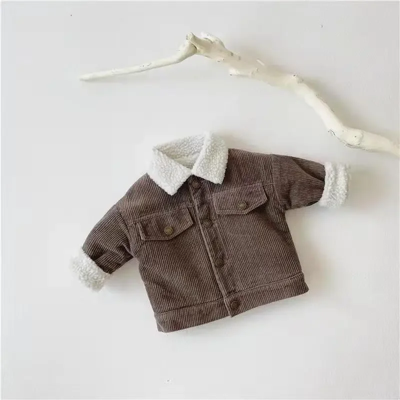 패션 1-5Yrs 어린이 소년 재킷 인과 긴 소매 코트 따뜻한 가을 겨울 어린이 소녀 양털 Outwear
