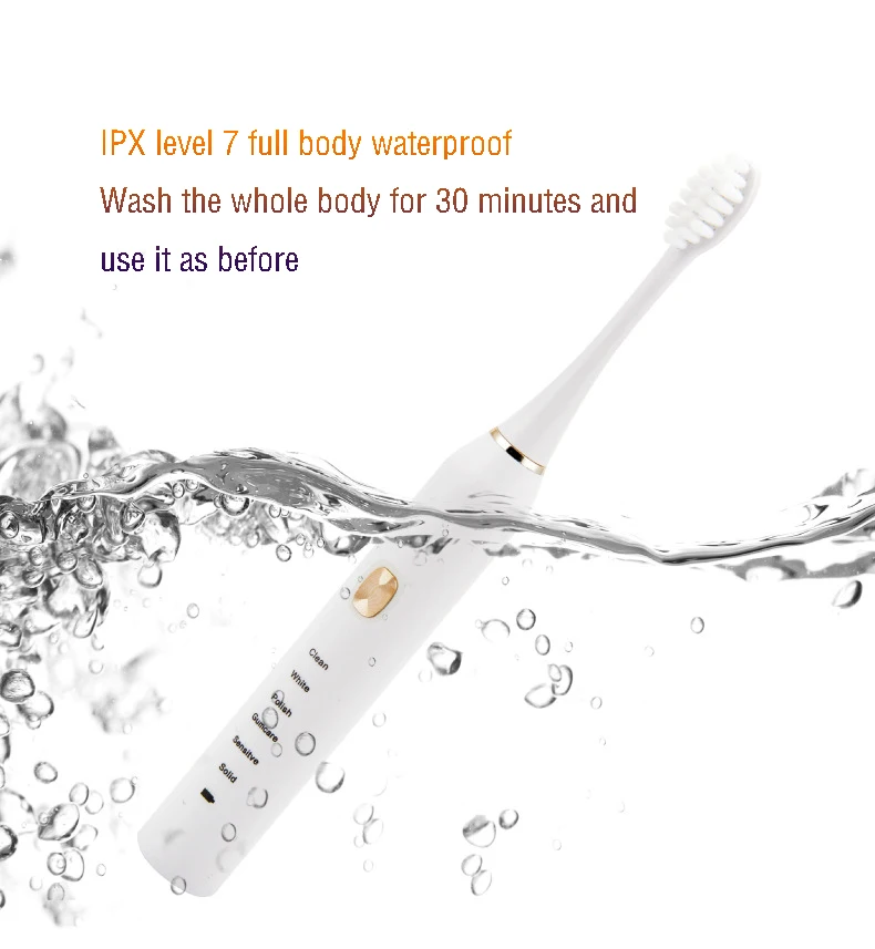 Electric Toothbrush Ultrasonic Sonic Rechargeable Tooth Brush Six-speed Mode Waterproof Whitening Teeth Brush Adult Timer Brush