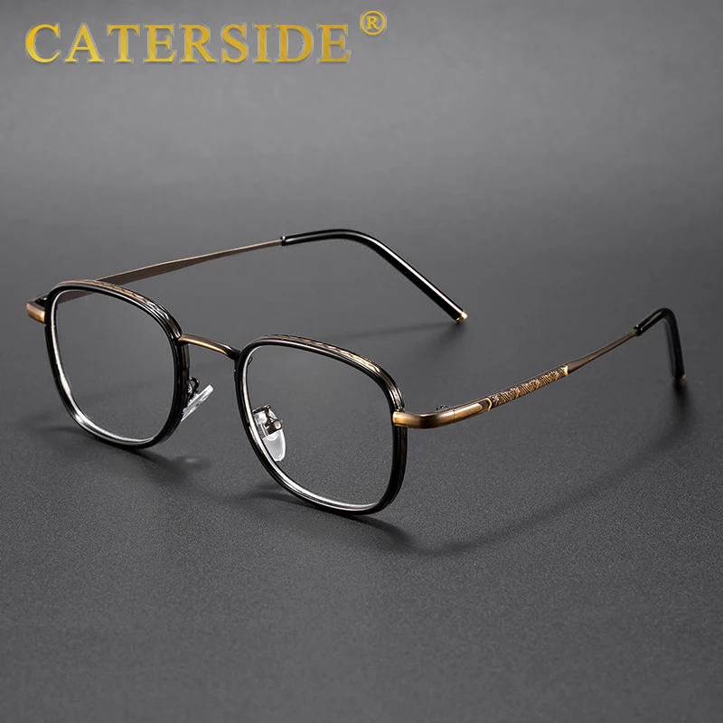 CATERSIDE Retro Herren Anti-Blaulicht-Brille Metallrahmen Hochwertige Vintage Computer-Lesebrille Damen Alltagsbrille – Detail 1