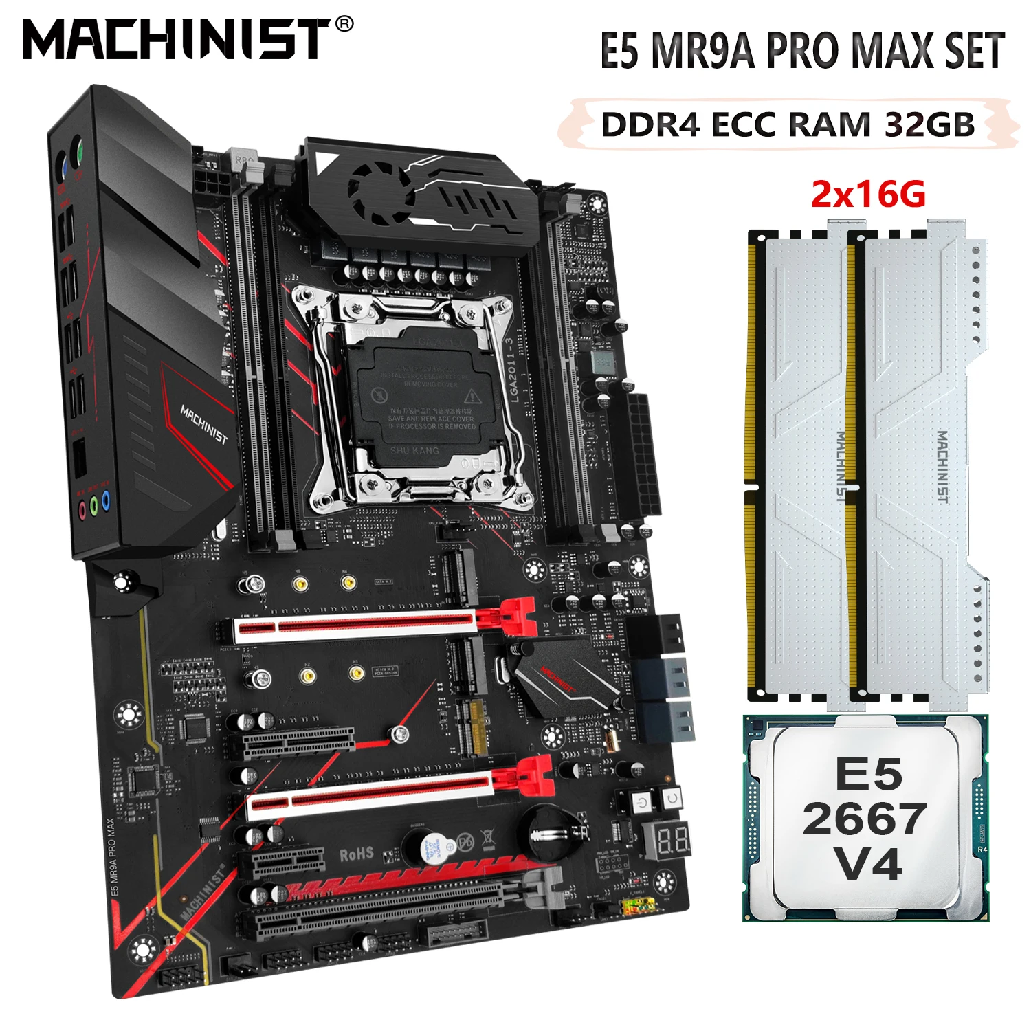 Machinist X99 Set Scheda Madre Lga 2011-3 Kit Xeon E5 2667 V4 Cpu 32Gb(2*16G) Ddr4 Ecc Ram Memory Support Nvme M.2 Mr9A Pro Max