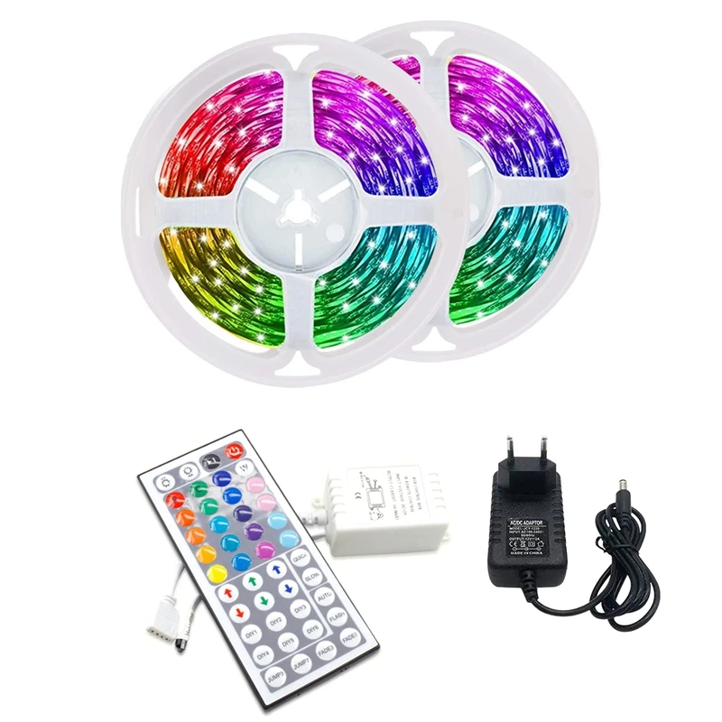 RGB LED 스트립 라이트 3528 600LED 유연한 LED 라이트 스트립, 할로윈 크리스마스용, 44 키 리모컨 포함, 10M