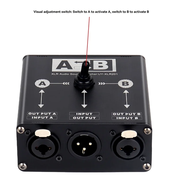 ABJF-패시브 2 In 1 Out XLR 오디오 스위처 마이크 사운드 카드 믹서용 XLR 밸런스드 오디오 스위처 박스