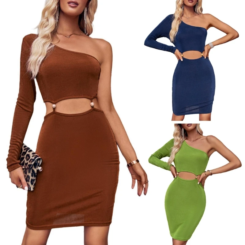 

One Shoulder Cut Out Mini Dress Formal Occasion Dresses Elegant Bodycon Dress